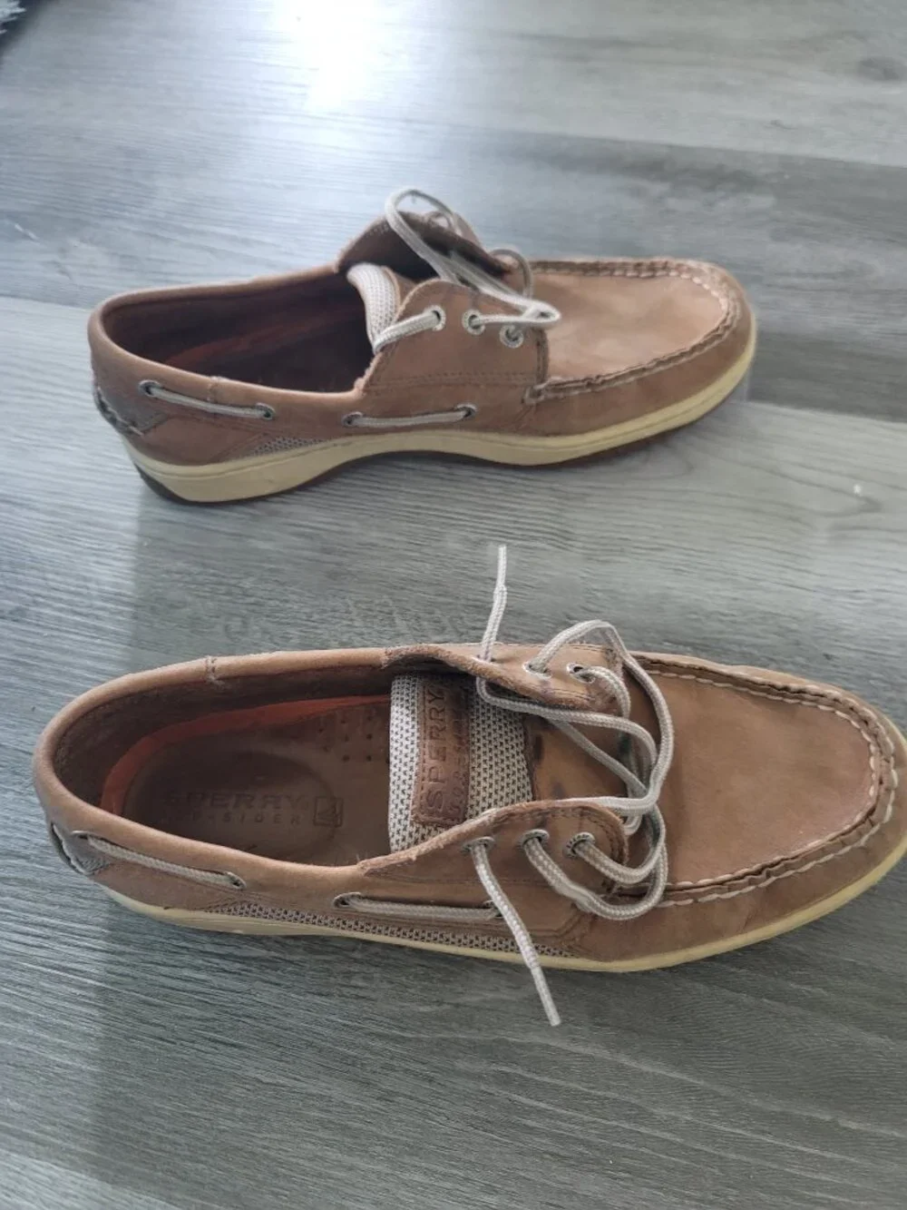 Mens brown leather Sperry Top Sider boat shoes - size 9M